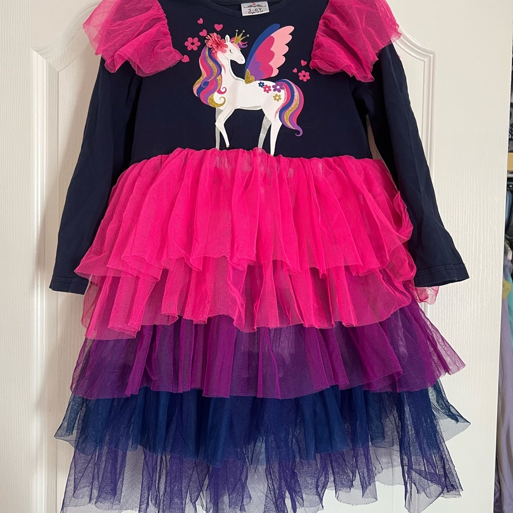 Wonder Nation Unicorn Costume with Pink and Purple Tulle